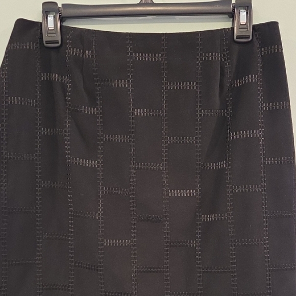 Casual Corner Black Patchwork Mini Pencil Skirt Petite Size 10 Fully Lined - Picture 3 of 10